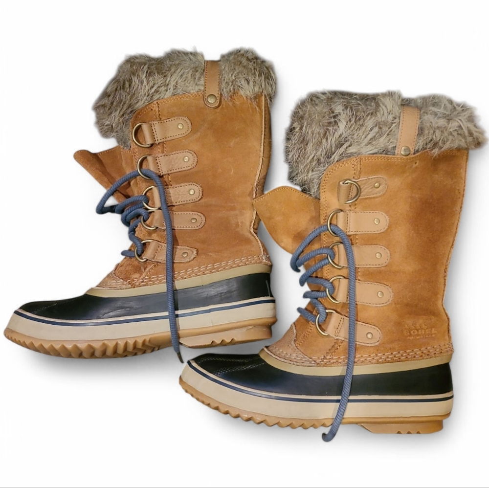 Women's Sorel Joan Of Arc Suede & Leather Winter Boots With Fur Trim 6.5 - Picture 9 of 16